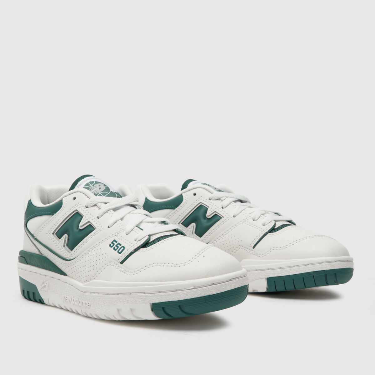 Womens White & Green New Balance Bb550 Trainers schuh