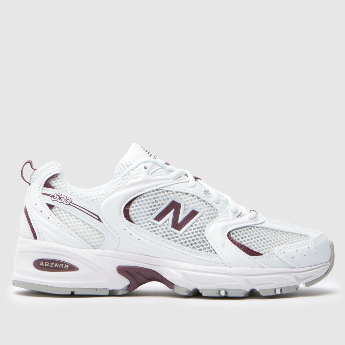 New Balance 530 Trainers in White & Burgundy