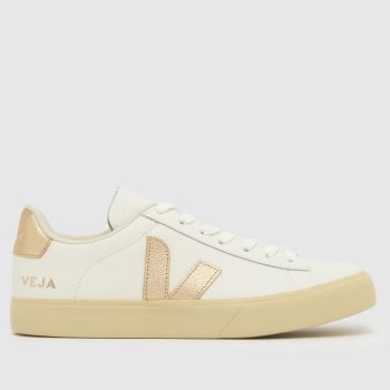VEJA White & Gold Campo Womens Trainers
