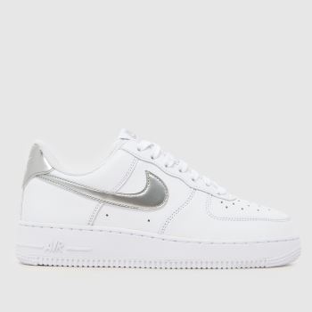 Nike White & Silver Air Force 1 Womens Trainers