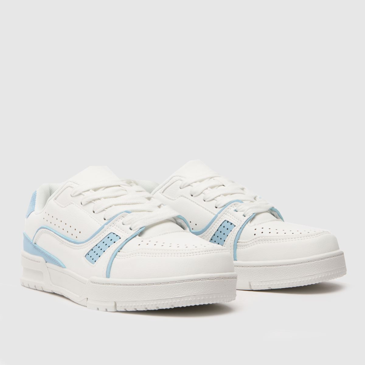 Womens White & Pl Blue schuh Melody Feature Lace Up Trainers schuh