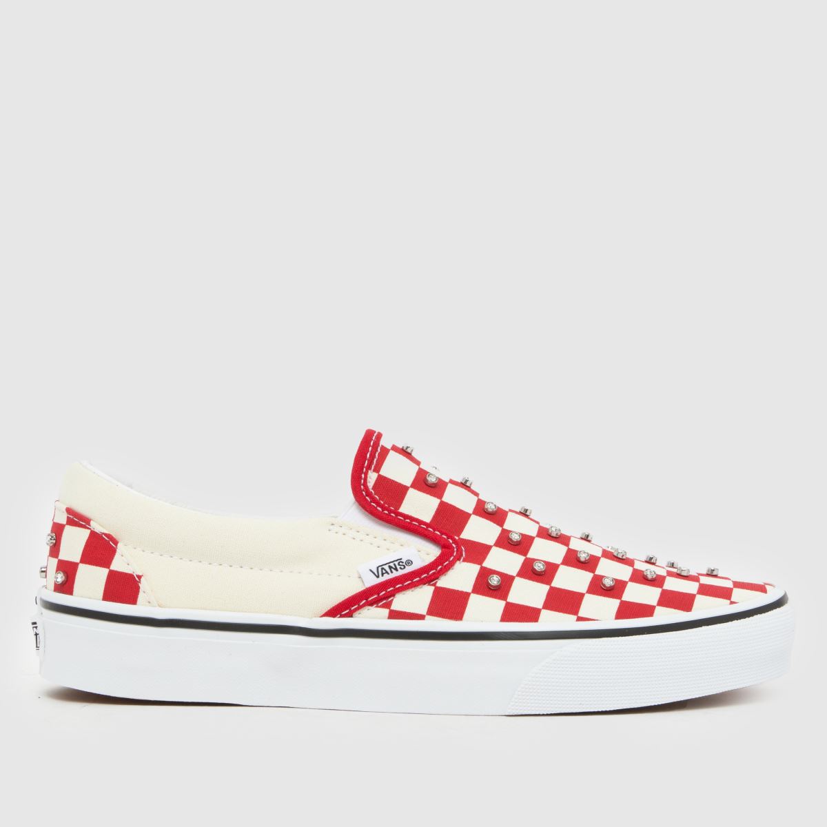 Vans Classic Slip-on Rhinestone Trainers in White & Red