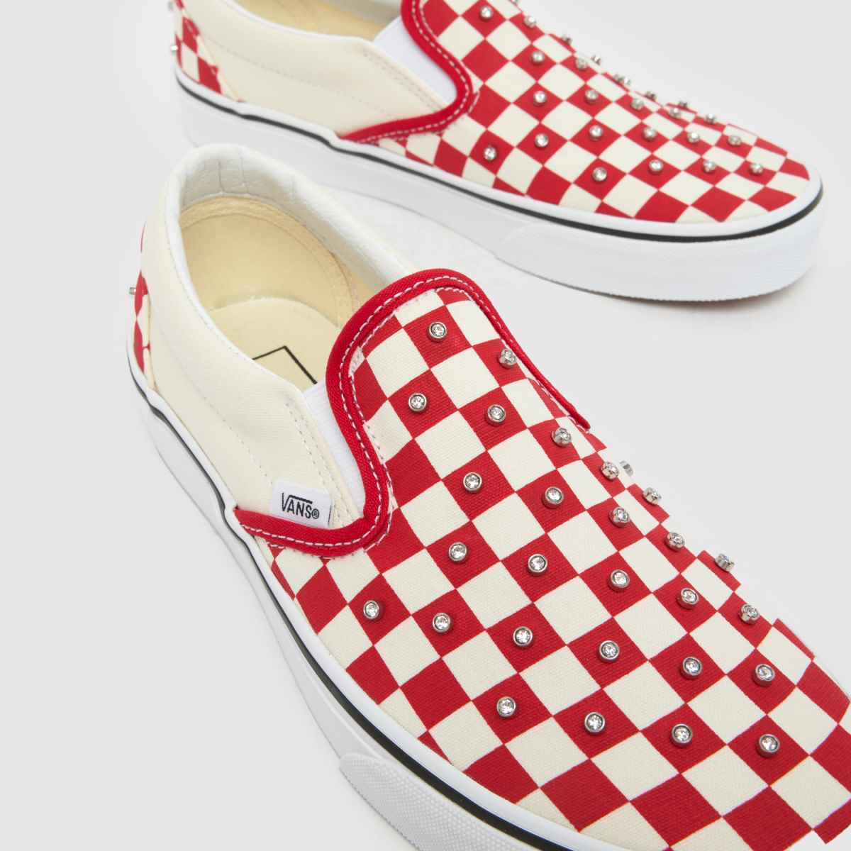 Vans Classic Slip-on Rhinestone in White & Red Vans Classic Slip-on Rhinestone 4