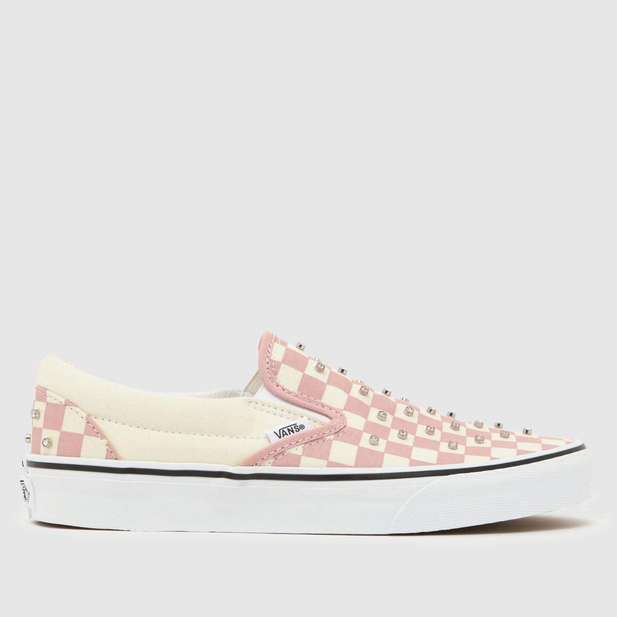Vans Classic Slip-On Trainers in White & Pink