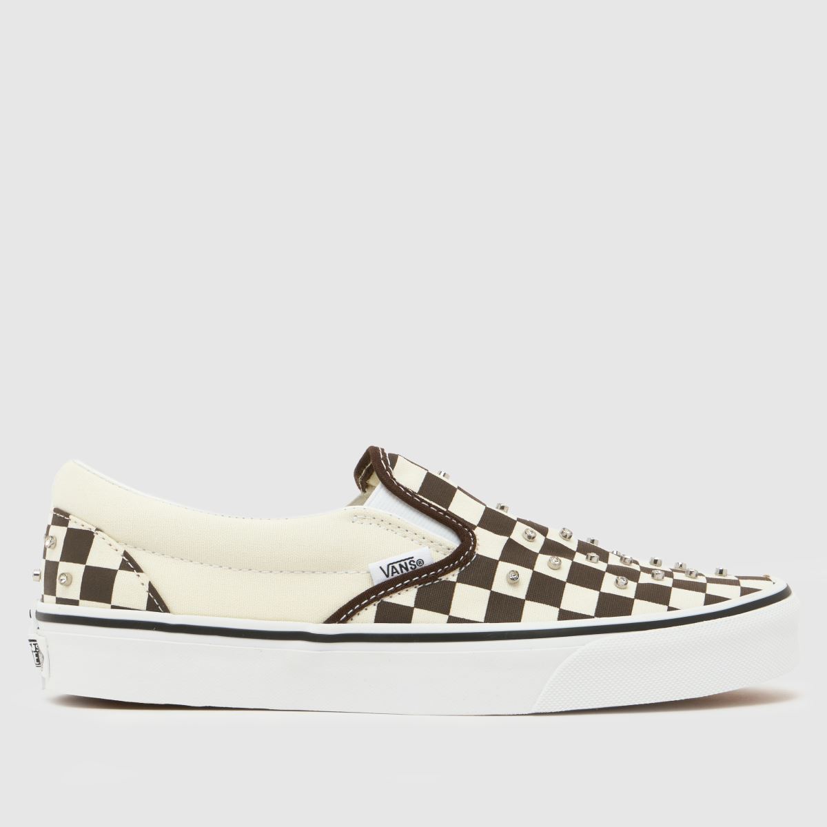 Vans Classic Slip-On Trainers in White & Brown