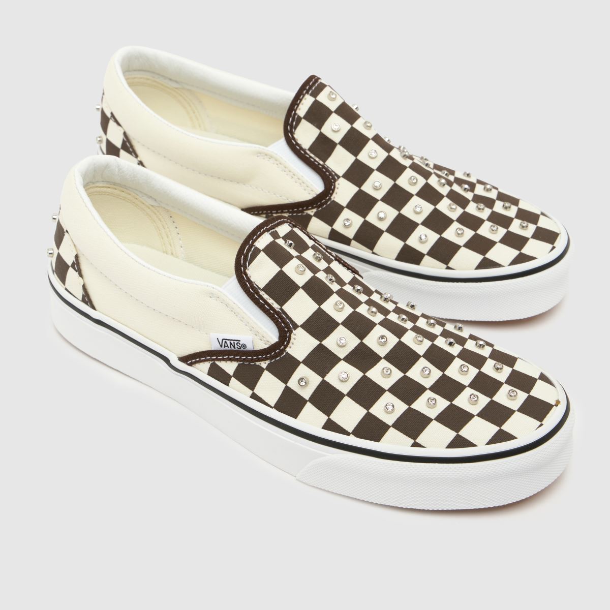 Vans Classic Slip-On in White & Brown Vans Classic Slip-On 4