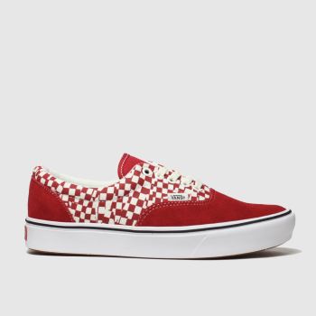 vans white & red comfycush era tear check trainers vans white & red comfycush era tear check trainers