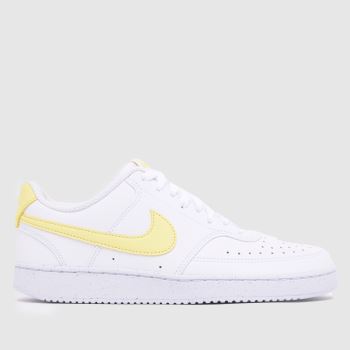Nike White & Yellow Court Vision Womens Trainers