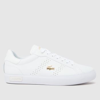 Lacoste White & Gold Powercourt 2.0 Womens Trainers
