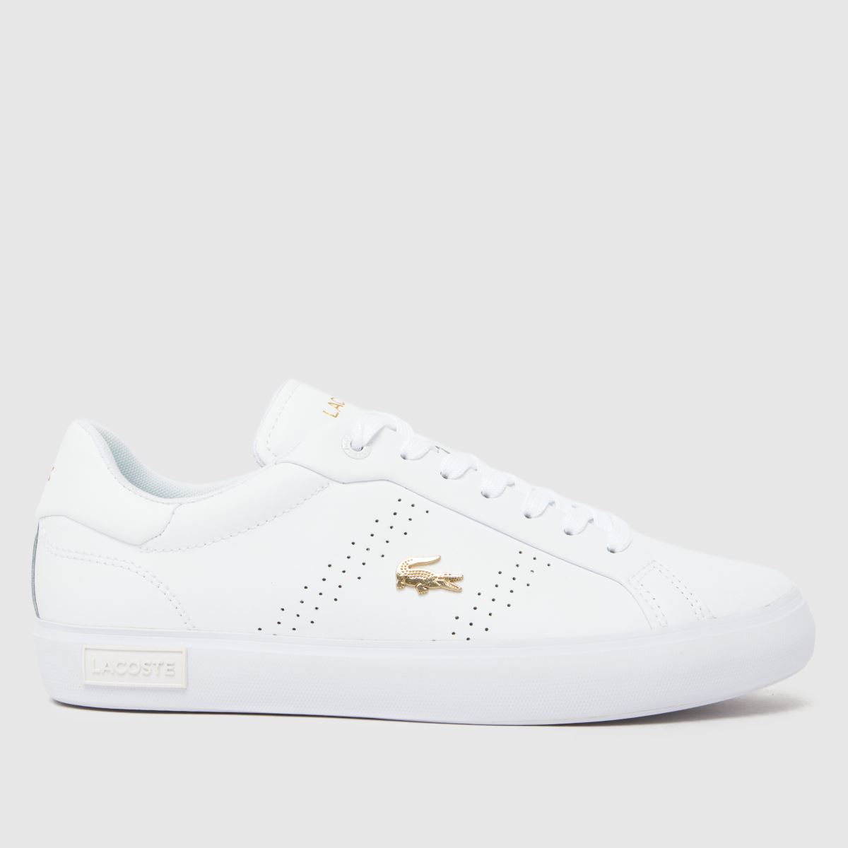 Lacoste Powercourt 2.0 Trainers in White & Gold