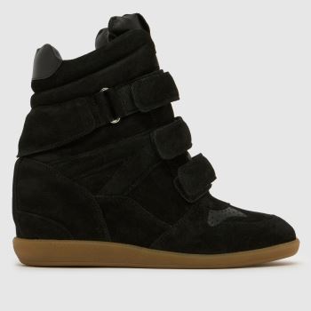 schuh Black Maxine Suede Wedge Womens Trainers
