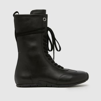 schuh Black Morg Leather Boxing Boot Womens Trainers