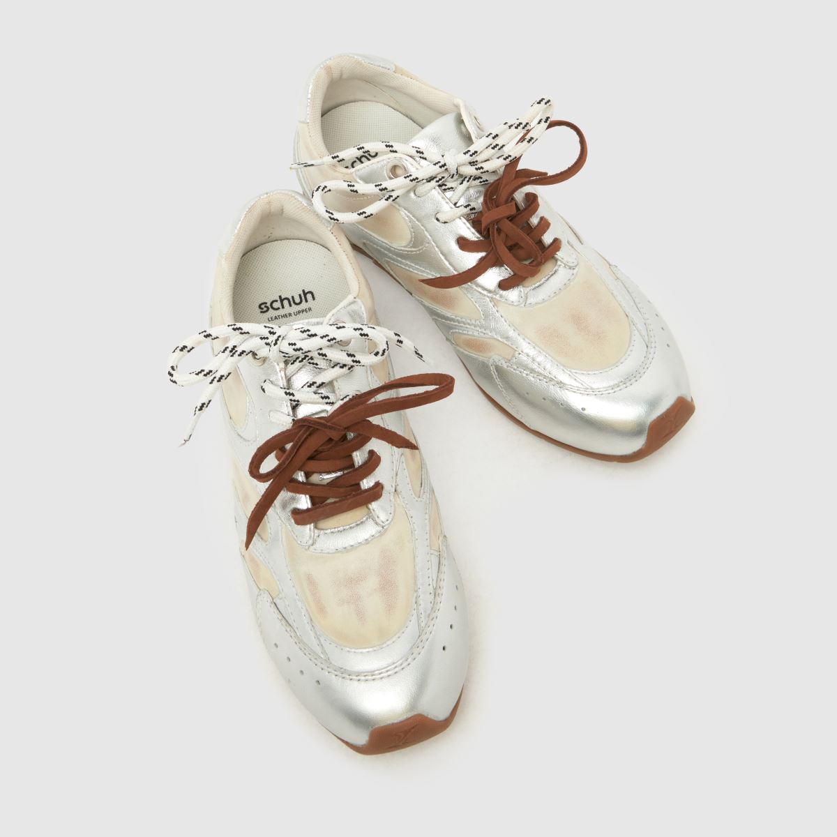 schuh Mindy Leather Lace Up in White & Silver schuh Mindy Leather Lace Up 4