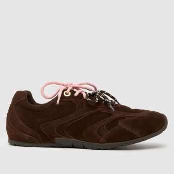 schuh Brown Mindy Suede Lace Up Womens Trainers