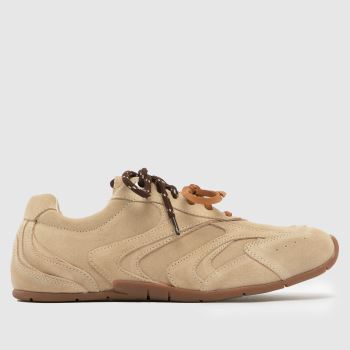 schuh Beige Mindy Suede Lace Up Womens Trainers