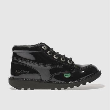 kickers black kick hi patent boots junior kickers black kick hi patent boots junior