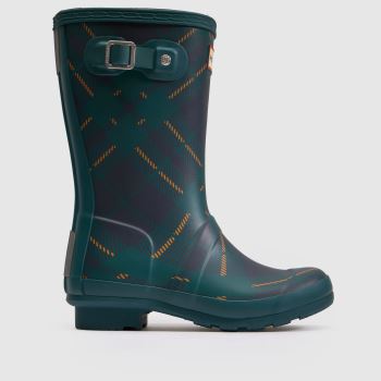 HUNTER BOOTS Green Multi Original Tartan Print Junior