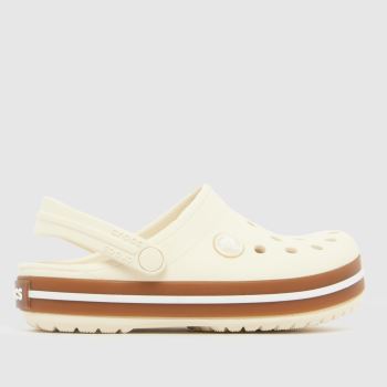 Crocs White & Brown Crocband Clog Toddler