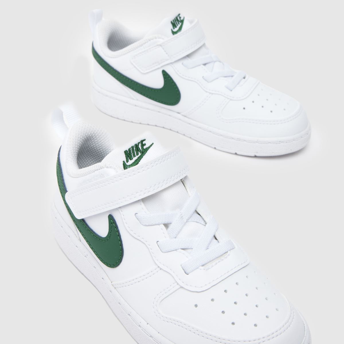 Kids Toddler White Green Nike Court Borough Low Recraft Trainers