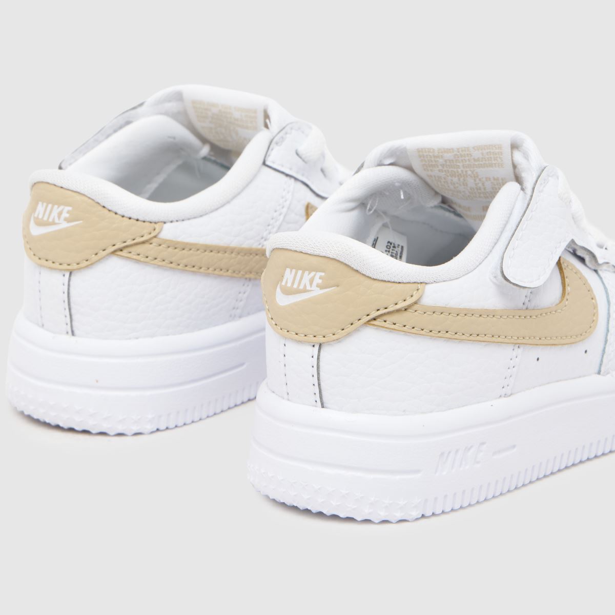 Kids Toddler White Beige Nike Force Low EasyOn Trainers schuh