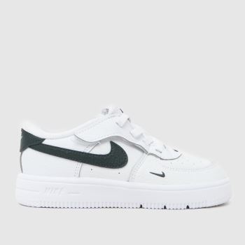 Nike White & Green Force 1 Low Easyon Toddler