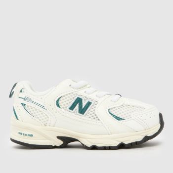 New Balance White & Green 530 Toddler