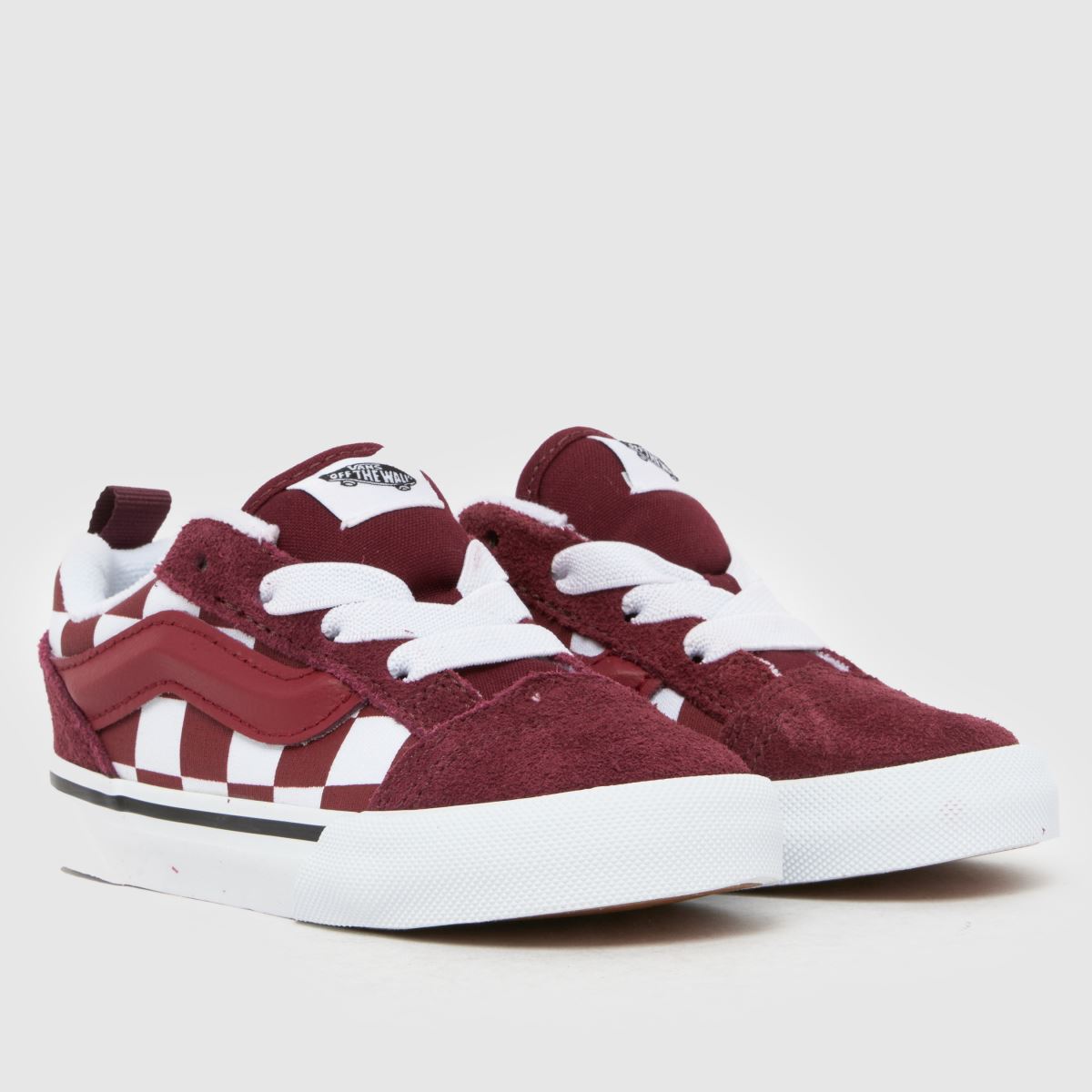 Vans Knu Skool Toddler in White & Burgundy Vans Knu Skool 1
