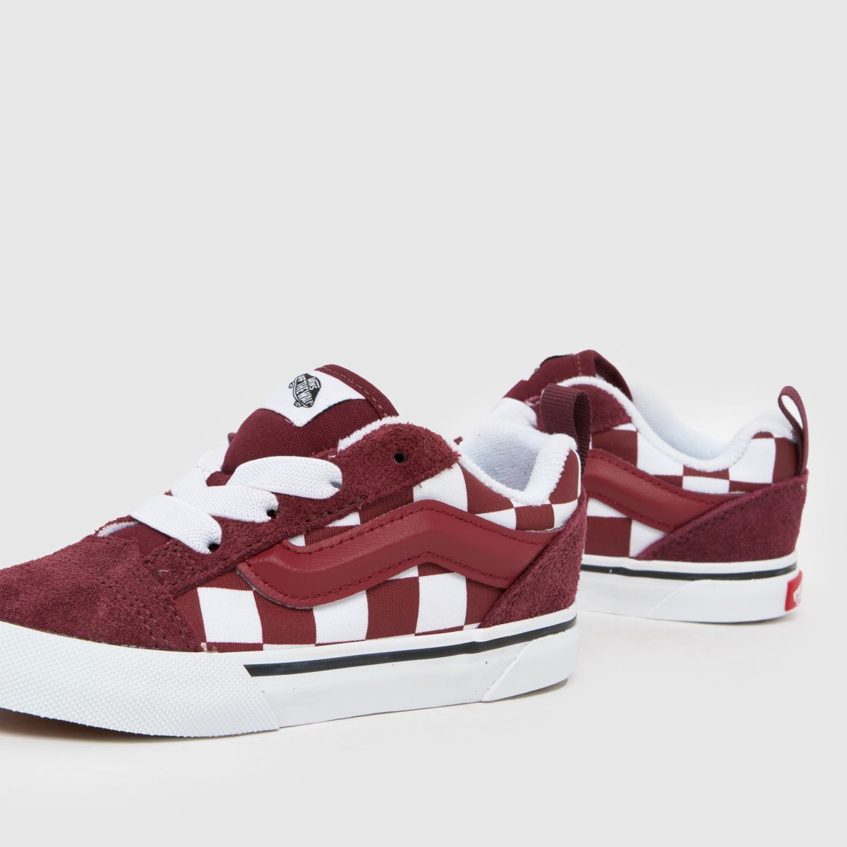 Kids Toddler White Burgundy Vans Knu Skool Trainers schuh