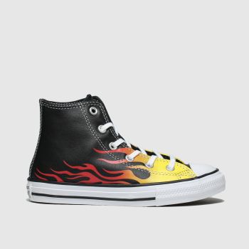 converse black & orange all star hi flame trainers junior converse black & orange all star hi flame trainers junior
