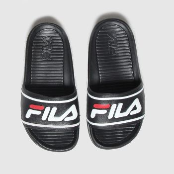 fila black & white sleek slide st sandals junior fila black & white sleek slide st sandals junior