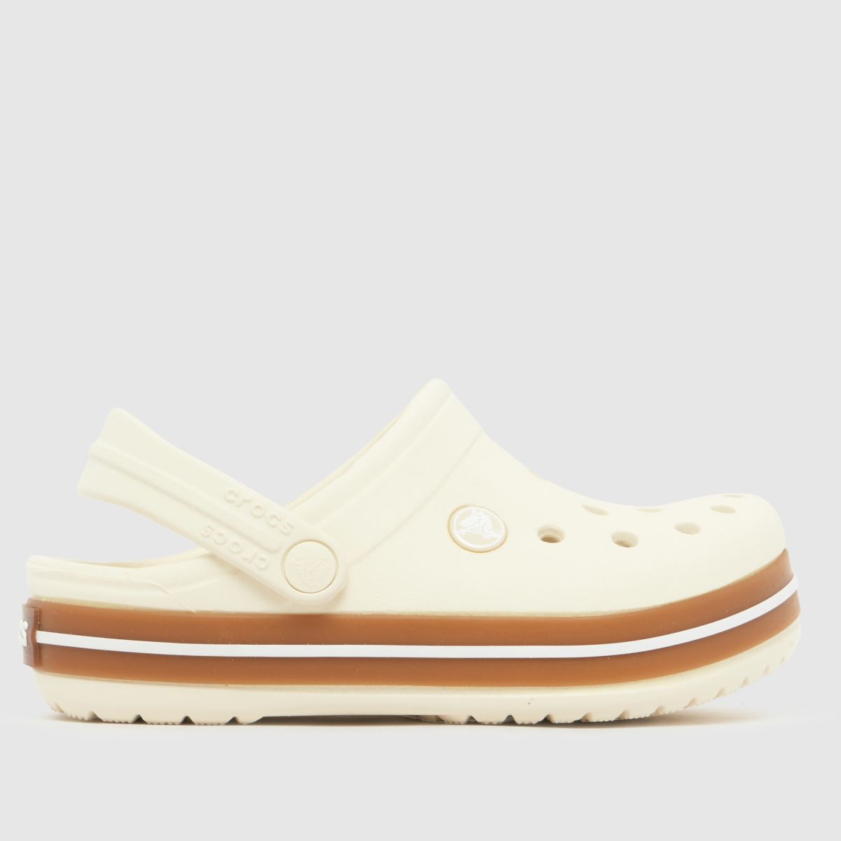 Crocs White & Brown Crocband Clog Junior Sandals