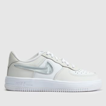 Nike White & grey Force 1 Low EasyOn Junior