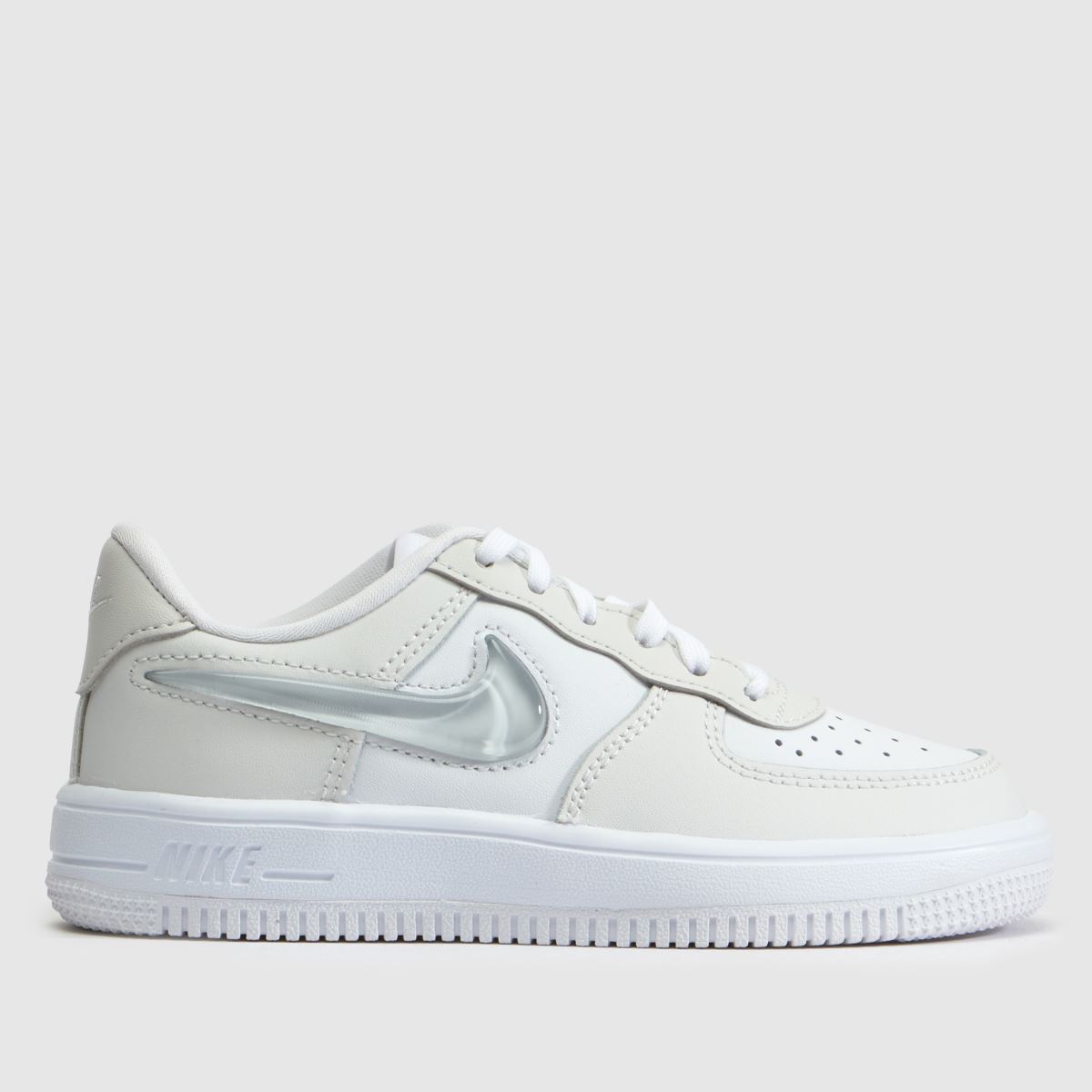Nike Force 1 Low EasyOn Junior in White & grey Nike Force 1 Low EasyOn