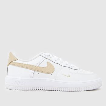 Nike White & Beige Force 1 Low Junior