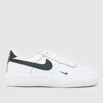 Nike White & Green Force 1 Low Junior
