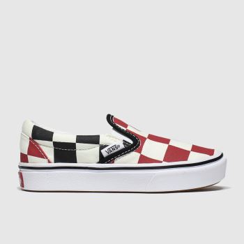 vans black & red comfycush slip-on trainers junior vans black & red comfycush slip-on trainers junior