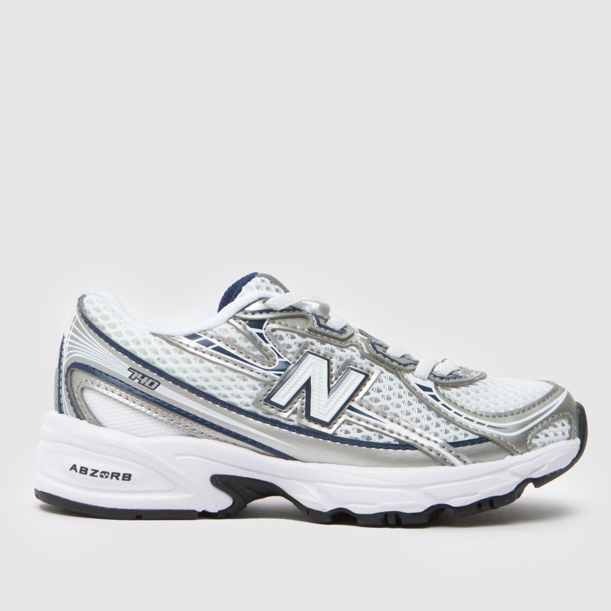 New Balance White & Navy 740 Junior Trainers