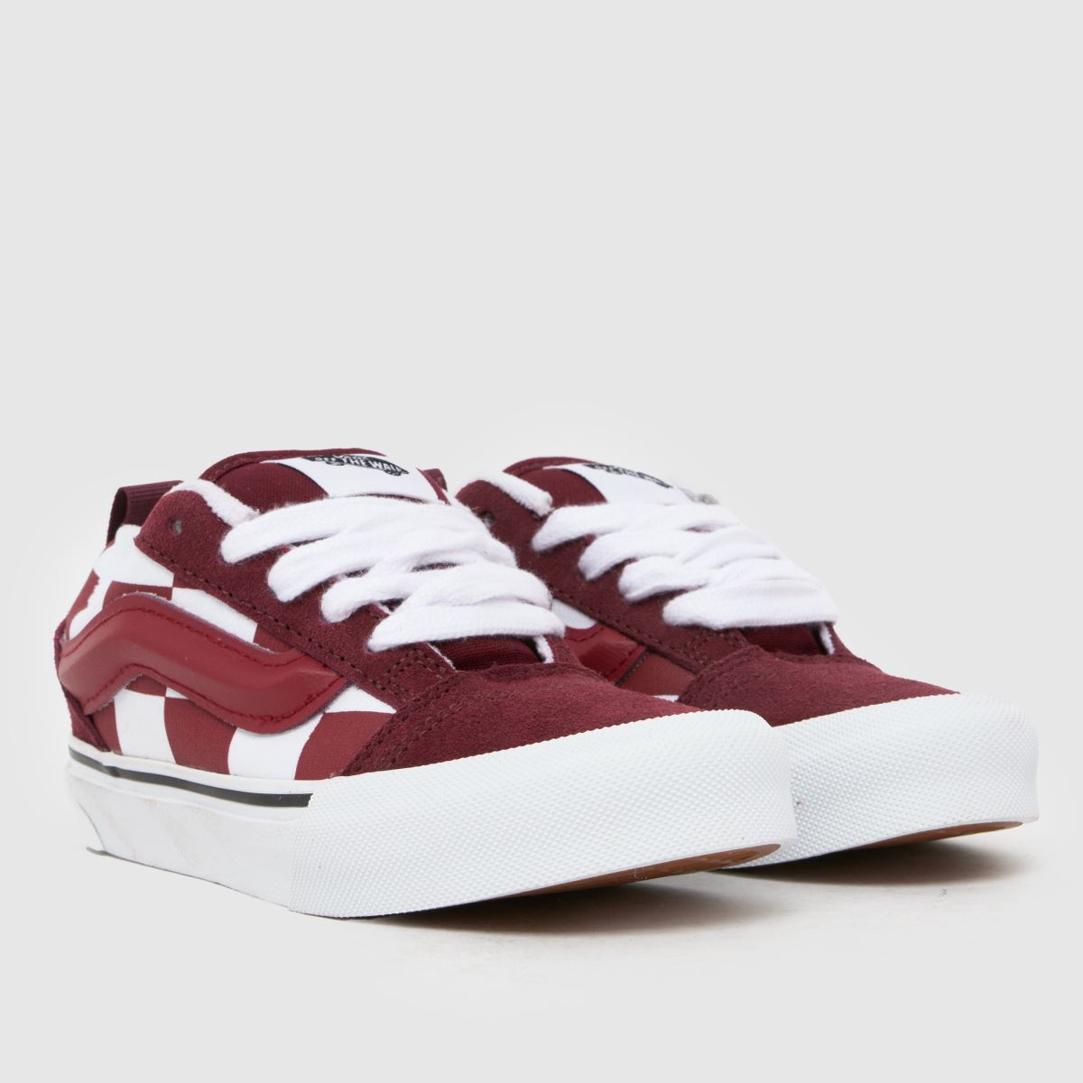 Vans Knu Skool Junior in White & Burgundy Vans Knu Skool 1