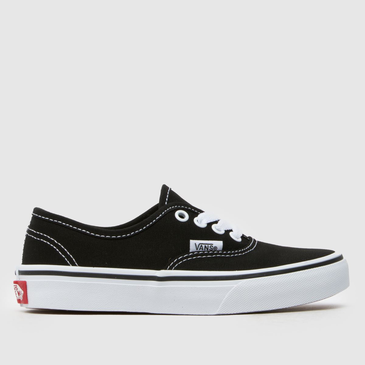 Vans Black & White Authentic Junior Trainers, Size: 2 (EU 33)