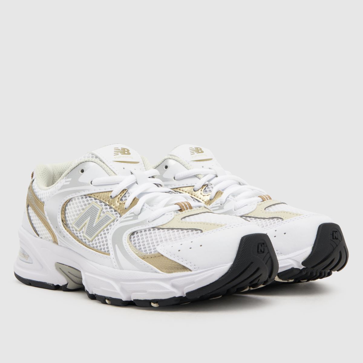 Kids Youth White & Gold New Balance 530 Trainers schuh