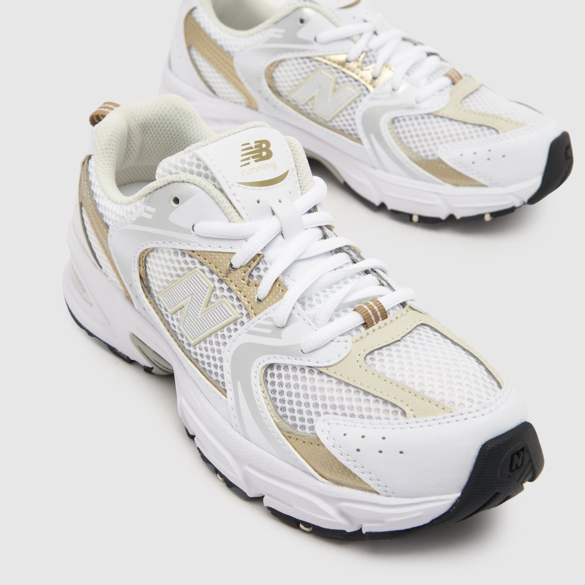 Kids Youth White & Gold New Balance 530 Trainers schuh