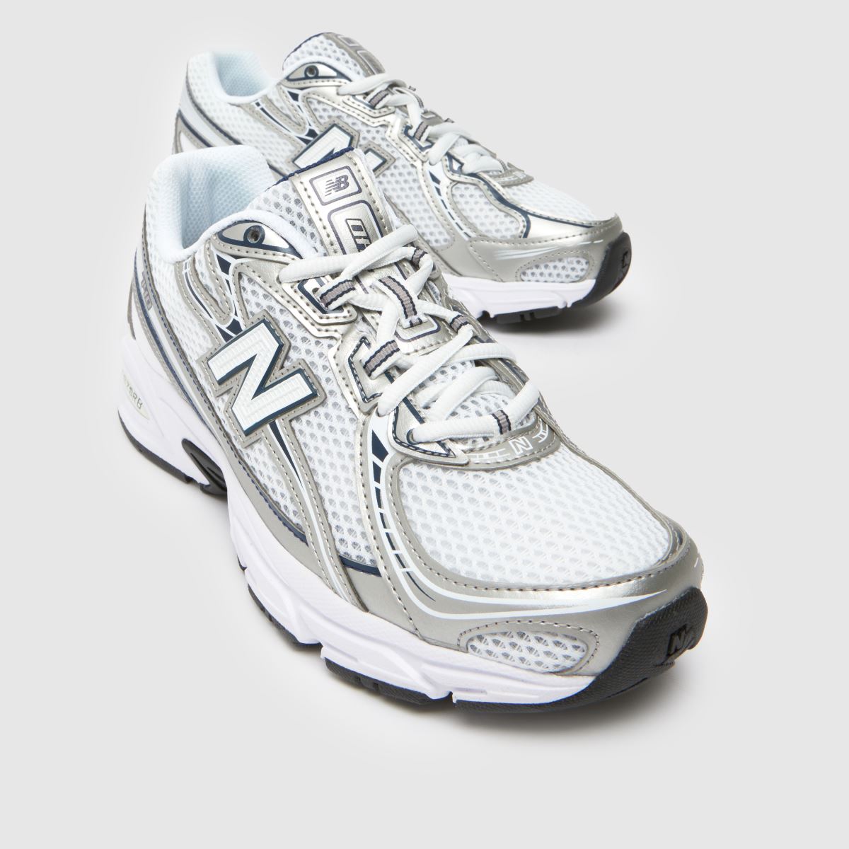 New Balance White & Navy 740 Youth Trainers