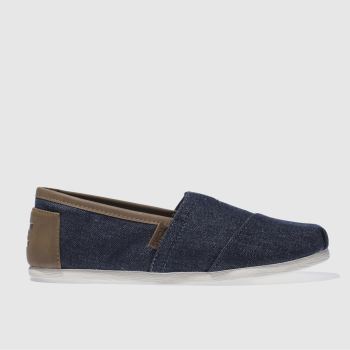 toms navy & brown alpargata trim shoes toms navy & brown alpargata trim shoes