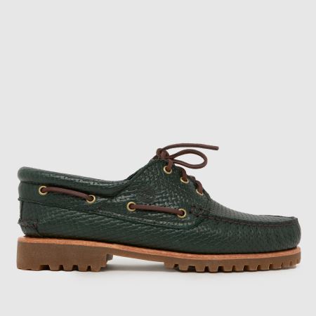 Timberland AUTHENTICS 3EYE LUG ダークグリーン Mens Green Timberland Authentic 3 Eye Boat Shoes | schuh