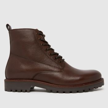 schuh Brown Griffin Leather Lace Up Mens Boots