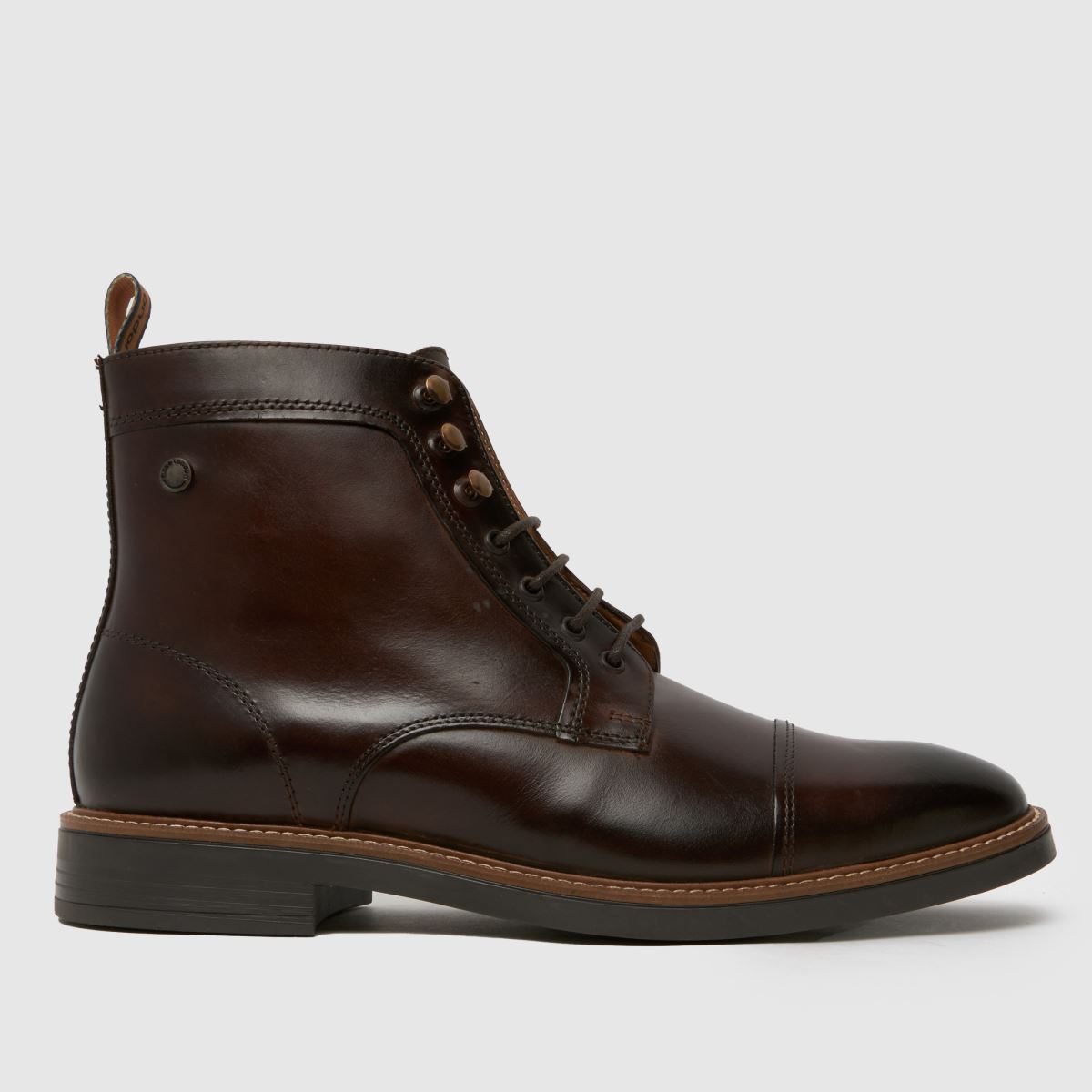 Base London Plymouth Toe Cap Boots in Dark Brown