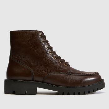 schuh Brown Golden Leather Mens Boots