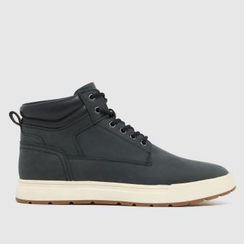 schuh Navy Gio Leather Lace Up Mens Boots