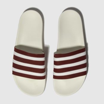 adidas white & burgundy adilette sandals adidas white & burgundy adilette sandals