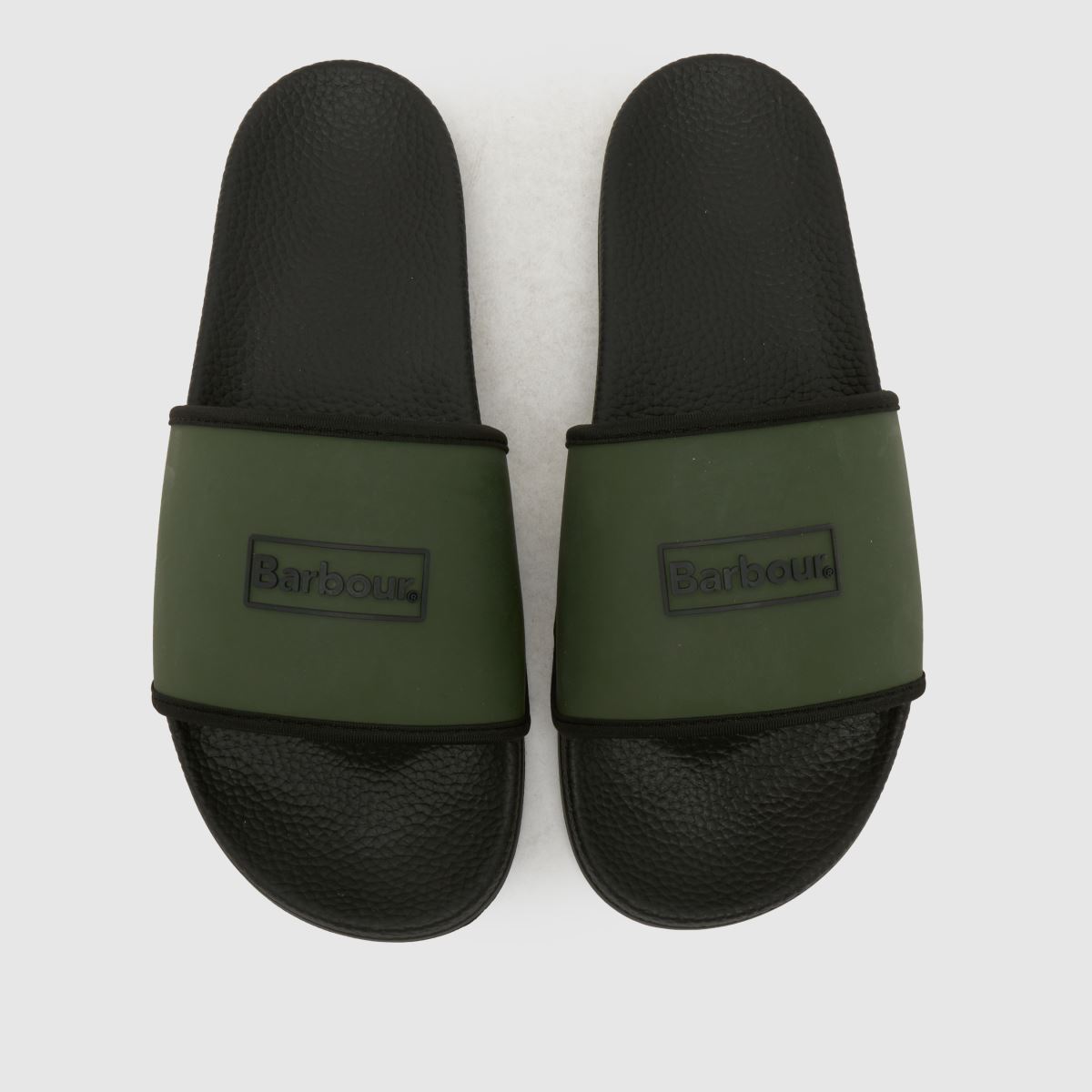 Barbour Cresswell Slider Sandals in Black & Green